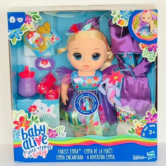 New in Box Baby Alive Forest Emma Doll w/15+ Sounds Blonde and a Mini Story Book - Picture 3 of 16